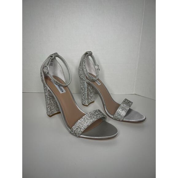 Steve Madden Carrson Crystal Heels Silver Size 10 - Picture 5 of 12
